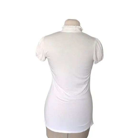 BCBG Tuxedo Ruffle Top - Picture 4 of 5